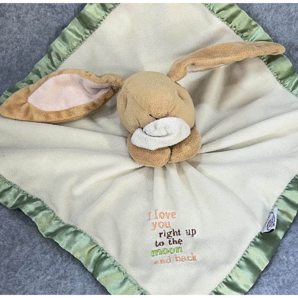 I Love You To The Moon Baby Tan Kids Preferred Bunny Lovey Satin Trim 14x14
